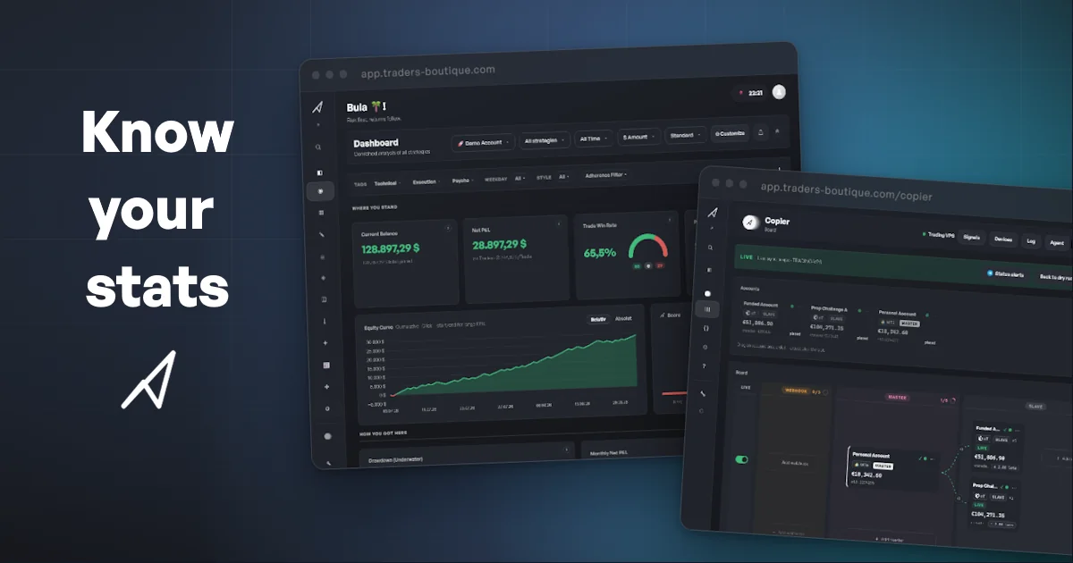 The Traders Boutique dashboard beside the copier board